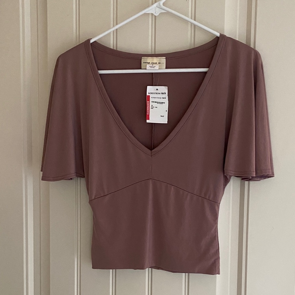 Enough About Me Mauve V-Neck Blouse